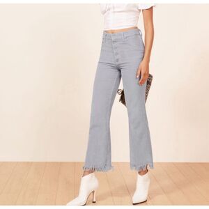 NWT REFORMATION Jesse Pant Cloud Blue Fray Hem High Rise Button Pant Size 30